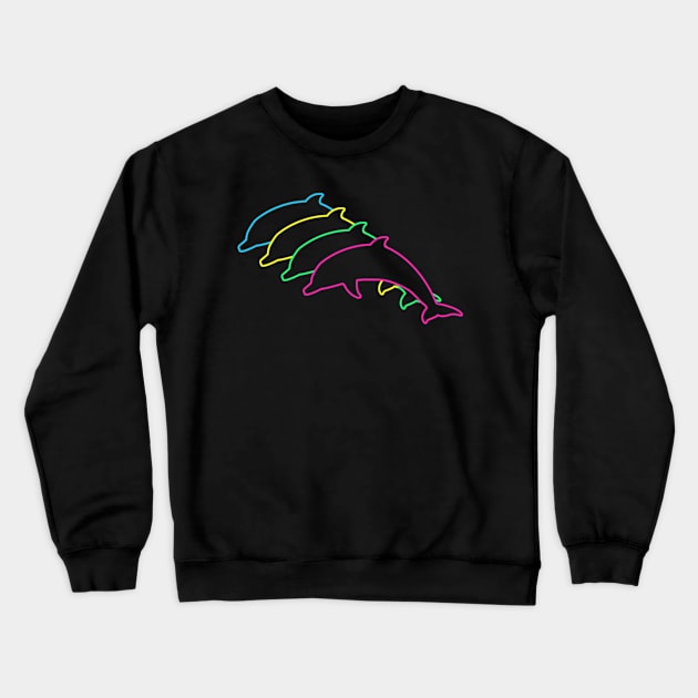 Dolphin 80s Neon Crewneck Sweatshirt by Nerd_art